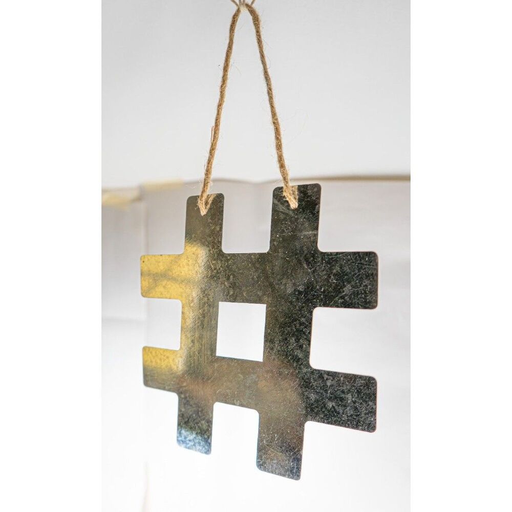 Hanging Metal Hashtag Ornament Decor Steel Lightweight 7" x 7"